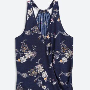 Papermoon Andrea V Neck Knit Tank Size M floral print on Navy Stitch Fix